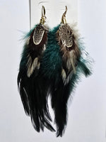 Boho Chic Long Feather Earrings (5 Color Choices)