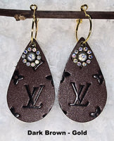 Embossed Teardrop Earrings with Charms (13 Color Choices)