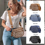 Checkered Denim Bum Bag/Crossbody Bag with Bonus Chain & Charm (4 Colors)