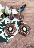 Howlite Diamond Point Coppertone Earrings