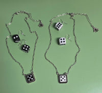Dice Necklace with Coordinating Earrings (2 Color Choices)