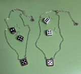 Dice Necklace with Coordinating Earrings (2 Color Choices)
