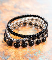 Everlee Black Silvertone Bracelet Set
