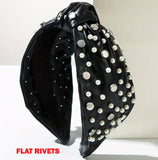 Faux Leather Knotted Headbands with Rivets & Pearls  (4 Choices)