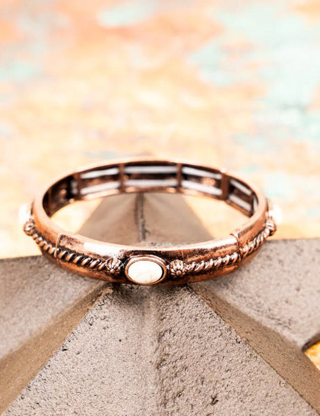 Western - Fallon Howlite & Coppertone Stretch Bracelet