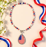 Flag Teardrop Pendant Necklace with Matching Earrings