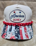 Handcrafted Patriotic - "American Honey" Trucker's Cap with Hat Chain