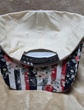 Handcrafted Patriotic - "Floral Flag" Trucker's Cap with Hat Chain