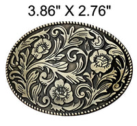 Western Engraved Floral Belt Buckle (2 Color Options)