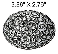 Western Engraved Floral Belt Buckle (2 Color Options)