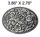 Western Engraved Floral Belt Buckle (2 Color Options)