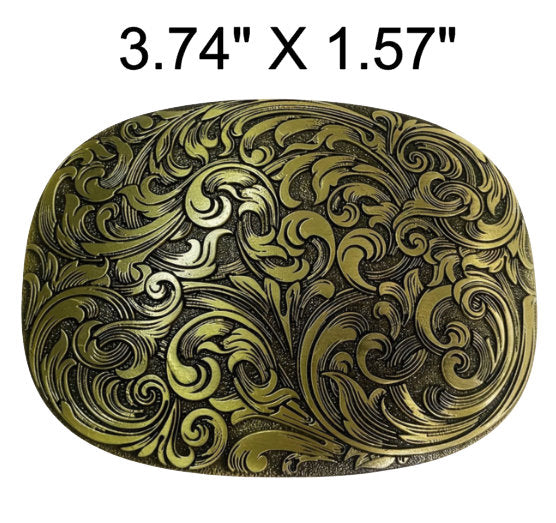 Western Engraved Flourish Design Belt Buckle (2 Color Options)
