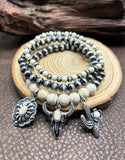 Western 3 Piece Bracelet Set with Steer, Cactus, & Concho Charms (4 Color Choices)