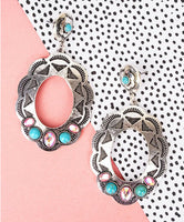 Penelope Pass Pink & Turquoise Silvertone Earrings