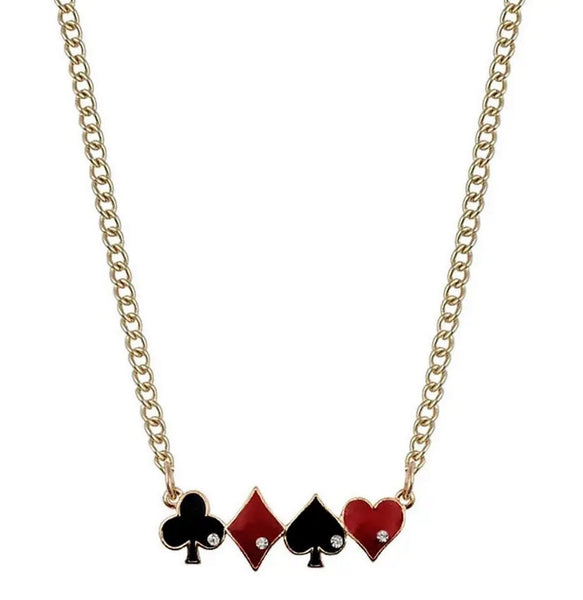 Poker Card Suits Necklace with Coordinating Earrings