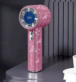 Rhinestone Portable Handheld Turbo Fan/Digital Display (3 Color Options)