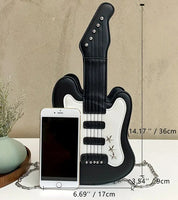 Black Guitar Shaped Cross Body Bag with Bonus Guitar Earrings