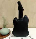 Black Guitar Shaped Cross Body Bag with Bonus Guitar Earrings