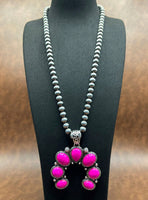 Western Oversized Pink Squash Blossom Beaded Necklace