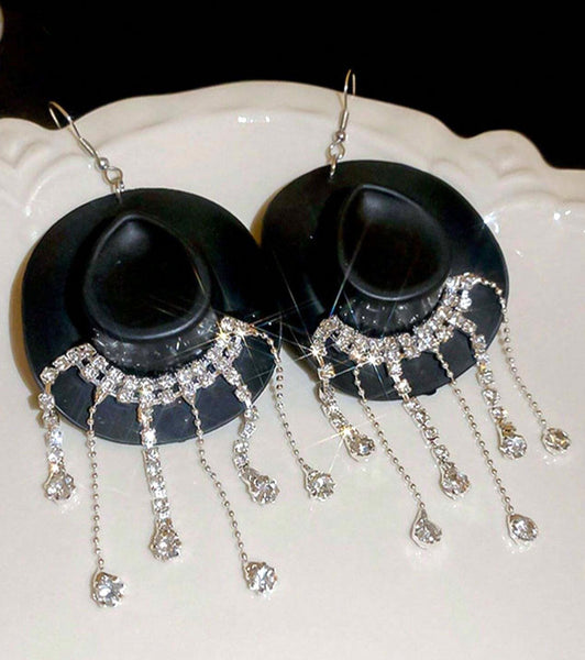 Western Cowboy Rhinestone Fringe Earrings (5 Colors Available)