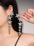 Big & Boujee - Crystal Studded Star Tassel Earrings