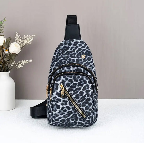 Leopard Print Sling Bag/Back Pack (2 Color Choices)