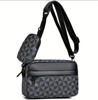 Unisex Geometric Checkered/Triangles Crossbody Bag (2 Colors Available)
