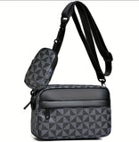 Unisex Geometric Checkered/Triangles Crossbody Bag (2 Colors Available)
