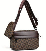 Unisex Geometric Checkered/Triangles Crossbody Bag (2 Colors Available)