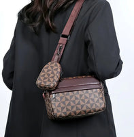 Unisex Geometric Checkered/Triangles Crossbody Bag (2 Colors Available)