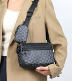 Unisex Geometric Checkered/Triangles Crossbody Bag (2 Colors Available)