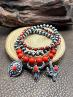 Western 3 Piece Bracelet Set with Steer, Cactus, & Concho Charms (4 Color Choices)