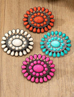 Western Style Faux Turquoise Hair Clip / Barrette - 4 Colors Available