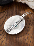 Western Style Silvertone Hair Clip / Barrette with Faux Turquoise Heart Stone