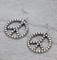 Small Peace Sign Necklace with Matching Earrings (2 Colors Available)