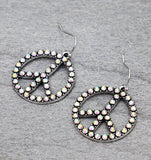 Small Peace Sign Necklace with Matching Earrings (2 Colors Available)