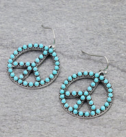 Small Peace Sign Necklace with Matching Earrings (2 Colors Available)