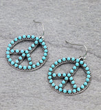 Small Peace Sign Necklace with Matching Earrings (2 Colors Available)