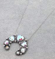 Western - Heart Squash Blossom Necklace with Matching Earrings (2 Color Choices)