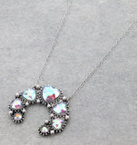 Western - Heart Squash Blossom Necklace with Matching Earrings (2 Color Choices)