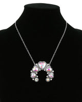 Western - Heart Squash Blossom Necklace with Matching Earrings (2 Color Choices)
