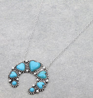 Western - Heart Squash Blossom Necklace with Matching Earrings (2 Color Choices)