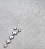 Western - Heart "Y" Heart Stones Necklace with Matching Earrings (2 Color Choices)