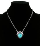 Western - Heart Hand Stone Necklace with Matching Earrings (2 Color Choices)