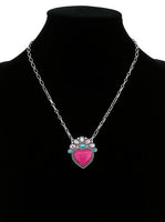 Western - Heart Hand Stone Necklace with Matching Earrings (2 Color Choices)