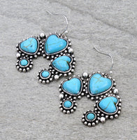 Western - Heart Squash Blossom Necklace with Matching Earrings (2 Color Choices)