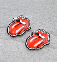 Red Lips & Tongue Necklace with Matching Earrings