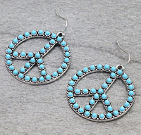 Large Peace Sign Necklace with Matching Earrings (2 Colors Available)