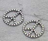 Large Peace Sign Necklace with Matching Earrings (2 Colors Available)