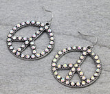 Large Peace Sign Necklace with Matching Earrings (2 Colors Available)